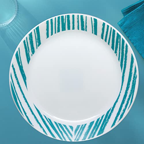 Corelle Everyday Expressions 12-Pc Dinnerware Set, Service for 4, Durable and Eco-Friendly, Higher Rim Glass Plate & Bowl Set, Microwave and Dishwasher Safe, Geometrica