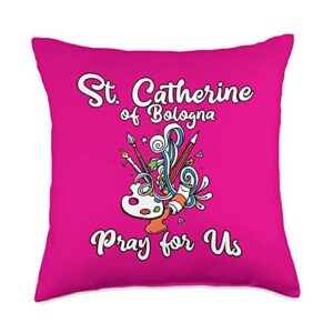 happy catholics st catherine of bologna patron saint of artists gifts art throw pillow, 18x18, multicolor