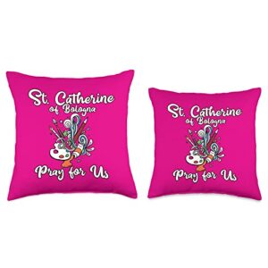 Happy Catholics St Catherine of Bologna Patron Saint of Artists Gifts Art Throw Pillow, 18x18, Multicolor