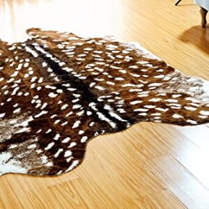 Faux Cowhide Rug Animal Skin Area Rug Deer Rug Cow Hides and Skins Rug Sika Deer Carpet for Home,Livingroom (6.1x5ft)