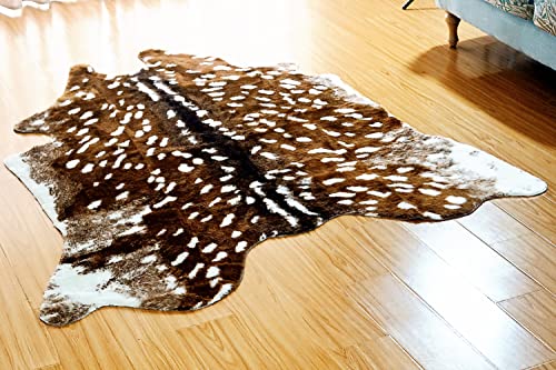 Faux Cowhide Rug Animal Skin Area Rug Deer Rug Cow Hides and Skins Rug Sika Deer Carpet for Home,Livingroom (6.1x5ft)