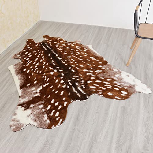 Faux Cowhide Rug Animal Skin Area Rug Deer Rug Cow Hides and Skins Rug Sika Deer Carpet for Home,Livingroom (6.1x5ft)