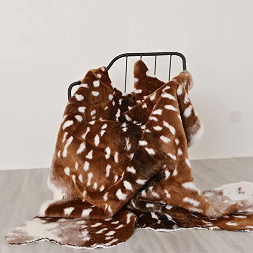 Faux Cowhide Rug Animal Skin Area Rug Deer Rug Cow Hides and Skins Rug Sika Deer Carpet for Home,Livingroom (6.1x5ft)