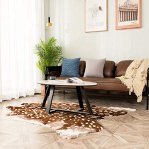 Faux Cowhide Rug Animal Skin Area Rug Deer Rug Cow Hides and Skins Rug Sika Deer Carpet for Home,Livingroom (6.1x5ft)