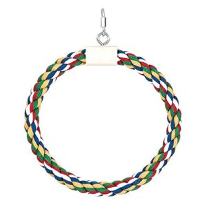 songbirdth parrot chew toys - pet bird parrot cotton rope circle ring stand hanging swing cage chew play toy for medium and small parrot 15cm