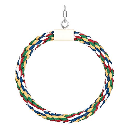 SONGBIRDTH Parrot Chew Toys - Pet Bird Parrot Cotton Rope Circle Ring Stand Hanging Swing Cage Chew Play Toy for Medium and Small Parrot 15cm