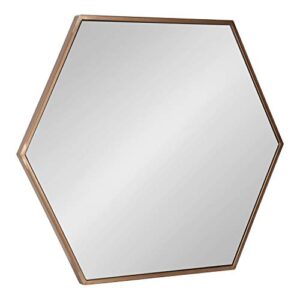 kate and laurel mcneer modern wall mirror, 22 x 25, bronze, geometric hexagon mirror for wall