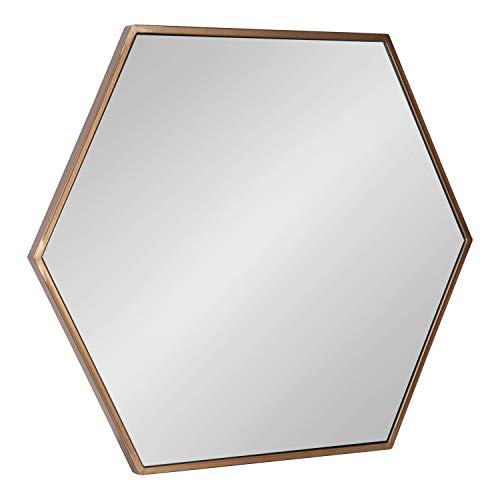 Kate and Laurel McNeer Modern Wall Mirror, 22 x 25, Bronze, Geometric Hexagon Mirror for Wall