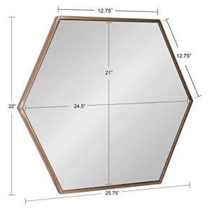 Kate and Laurel McNeer Modern Wall Mirror, 22 x 25, Bronze, Geometric Hexagon Mirror for Wall