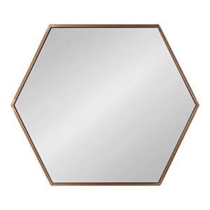 Kate and Laurel McNeer Modern Wall Mirror, 22 x 25, Bronze, Geometric Hexagon Mirror for Wall