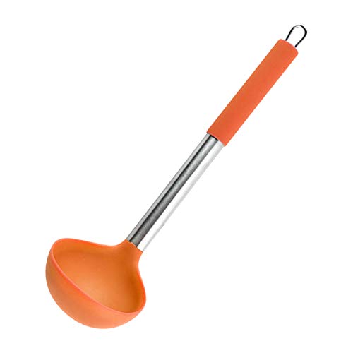 Silicone Ladle Spoon, KUFUNG Stainless Steel Handle Seamless & Nonstick Kitchen Ladles, BPA-free & Heat resistant up to 480°F, Non-Stick Kitchen Cooking Utensils Baking Tool (Orange)