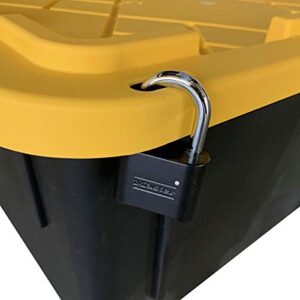 MonsterRAX 27 Gallon Storage Bins - Stackable, Lockable, Yellow Lids, Black Bin, 5-pack