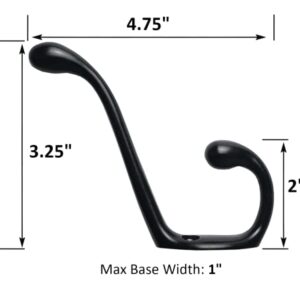 ANGSTROM 1-Pack Double Coat and Hat Hook, Wall Mounted with Screws (Matte Black)