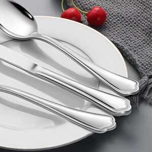 LIANYU 10-Piece Silverware Set for 2, Stainless Steel Flatware Cutlery Set, Eating Utensils Set with Scalloped Edge, Dishwasher Safe, Mirror Polished