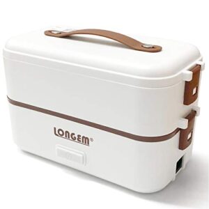 electric lunch box portable food warmer for home office work 110v double layers 304 stainless steel with removable compartments food container with spoon (2 layers)