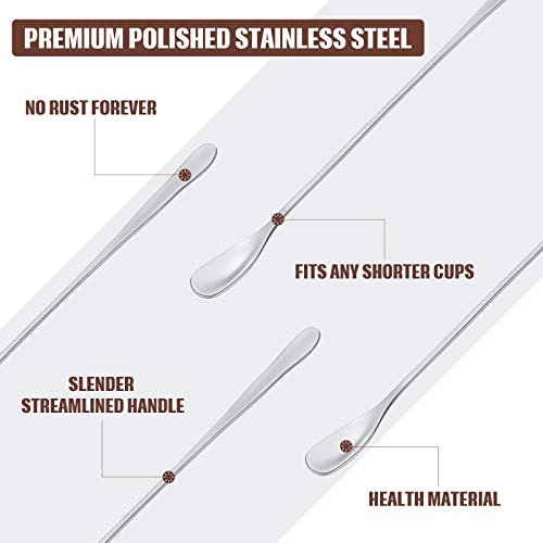 8 Pieces Stainless Steel Coffee Stirrers Mixing Spoon Drink Cocktail Stir Sticks Stirring Tea Spoon, 7.87 Inch