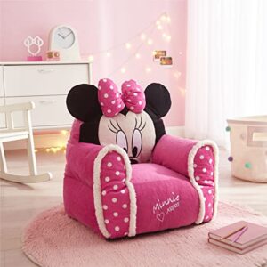 Idea Nuova Minnie Mouse Figural Sherpa Trim Bean Bag Chair, Small, Pink