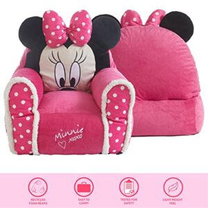 Idea Nuova Minnie Mouse Figural Sherpa Trim Bean Bag Chair, Small, Pink
