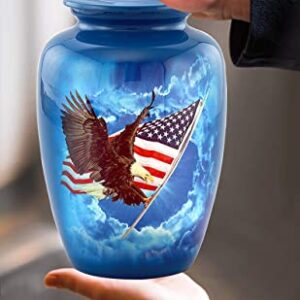 American Glory Urn, American Flag with Eagle Cremation Urn for Ashes, American Flag Soaring Eagle Urn, Patriotic Urn, Adult American Eagle Urn with Velvet Bag (Large)