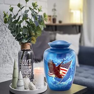 American Glory Urn, American Flag with Eagle Cremation Urn for Ashes, American Flag Soaring Eagle Urn, Patriotic Urn, Adult American Eagle Urn with Velvet Bag (Large)