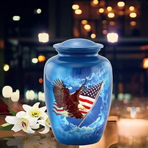 American Glory Urn, American Flag with Eagle Cremation Urn for Ashes, American Flag Soaring Eagle Urn, Patriotic Urn, Adult American Eagle Urn with Velvet Bag (Large)