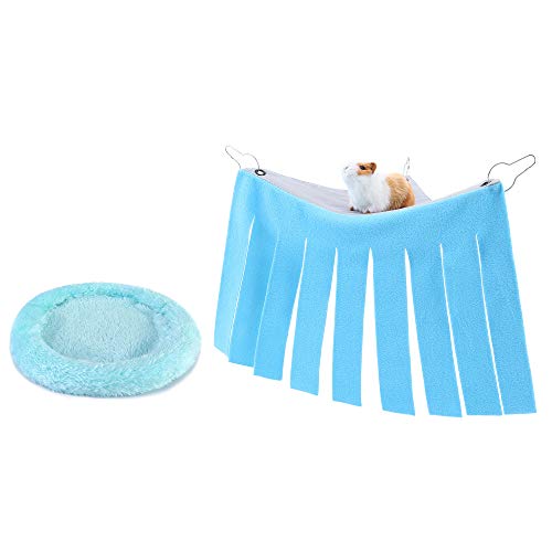 Filhome Guinea Pig Hideout and Sleeping Bed, Corner Fleece Forest Hamster Hideout Hammock Cage Accessories for Hamster Hedgehog Rats Chinchilla