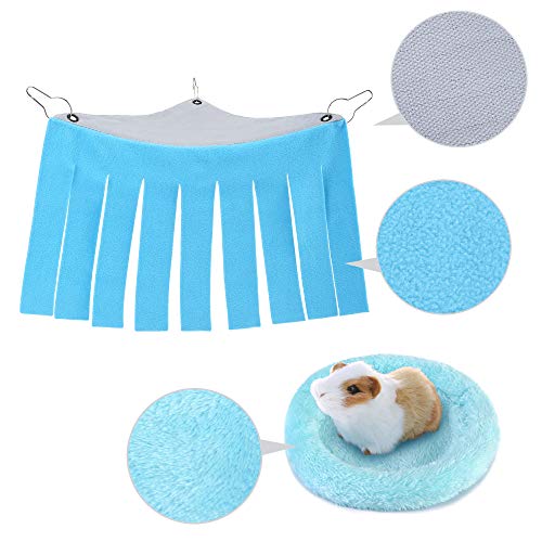 Filhome Guinea Pig Hideout and Sleeping Bed, Corner Fleece Forest Hamster Hideout Hammock Cage Accessories for Hamster Hedgehog Rats Chinchilla