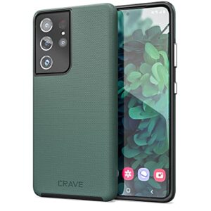 crave dual guard for galaxy s21 ultra case, shockproof protection dual layer case for samsung galaxy s21 ultra, s21 ultra 5g (6.8 inch) - forest green
