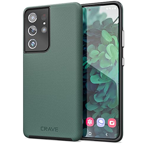 Crave Dual Guard for Galaxy S21 Ultra Case, Shockproof Protection Dual Layer Case for Samsung Galaxy S21 Ultra, S21 Ultra 5G (6.8 inch) - Forest Green