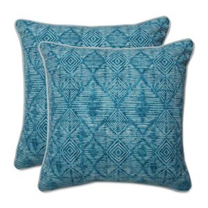 pillow perfect outdoor | indoor nesco caribe 16.5 inch throw pillow, 16.5 x 16.5 x 5, blue