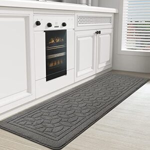 color g kitchen rugs, non skid kitchen runner rug machine washable kitchen floor mat, easy to clean kitchen rugs and mats, 18"x59", grey