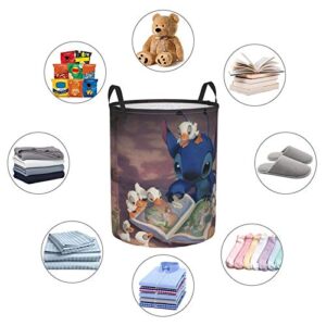 Sonwaohand Cartoon Lilo Stitch Laundry Baskets Waterproof Dirty Clothes Pack,with Handles Foldable Oversized Laundry Hamper, for Kids Room/Closet/Bedroom/Toy Bins Small