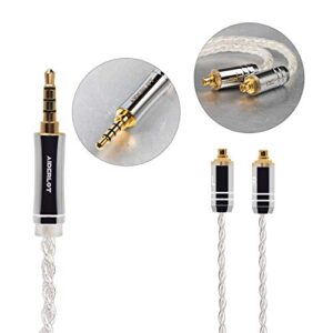 AIDERLOT MMCX Cable with mic,MMCX Eeadphones Upgrade Cable with 3.5mm Gold Plated Plug, 4 Strands Copper Silver Plated headphons Cable for Shure TIN FiiO Westone KZ BASN BGVP Tin Trn