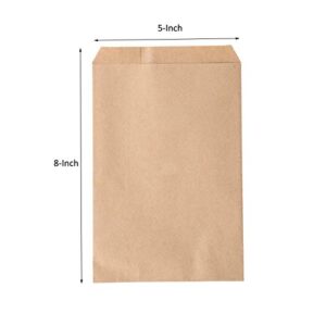 Z ZICOME 5"x8" 100 Pcs Flat Brown Paper Bags Plain kraft Paper Gift Bags for Wedding Favors, Candy Buffets, Crafting Merchandise Business