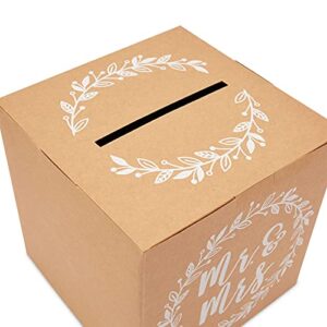 Sparkle and Bash Rustic Wedding Card Box for Reception, Mr & Mrs Design (10 in)