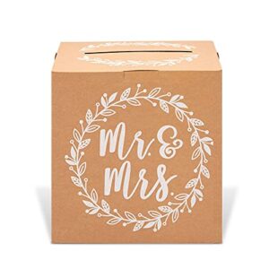 Sparkle and Bash Rustic Wedding Card Box for Reception, Mr & Mrs Design (10 in)