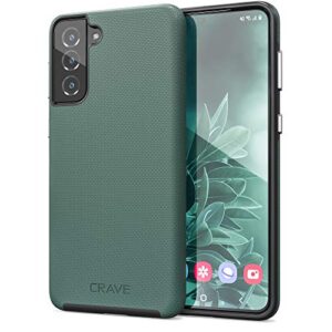 crave dual guard for galaxy s21+ case, shockproof protection dual layer case for samsung galaxy s21 plus, s21+ 5g (6.7 inch) - forest green