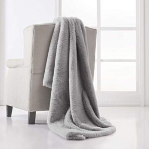 charisma - luxe faux mink fur throw in gift box (50" x 70") - grey - perfect for gifting, 50x70