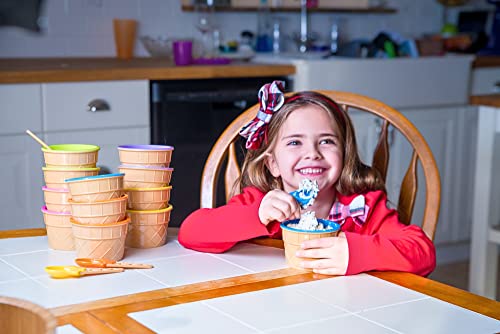 Green Direct Ice Cream Cups with Spoons/Large Plastic Dish with Spoon/Dessert Sundae Frozen Yogurt Bowls Icecream Cup Party Favors Dishes ice crem kits supplies for kids Set of 24