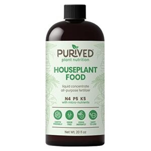 purived liquid fertilizer for indoor plants | 20oz concentrate | makes 50 gallons | all-purpose liquid plant food for potted houseplants | all-natural | groundwater safe | easy to use | made in usa