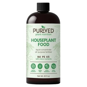 Purived Liquid Fertilizer for Indoor Plants | 20oz Concentrate | Makes 50 Gallons | All-Purpose Liquid Plant Food for Potted Houseplants | All-Natural | Groundwater Safe | Easy to Use | Made in USA