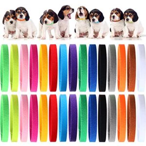 45 Pieces Puppy Whelping Collars Double-Sided Newborn Pet Identification Bands 3 Sizes Adjustable Puppy Collars Soft Colorful Whelp ID Collars for Pet Puppy Kitten, 15 Colors