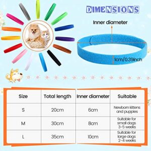 45 Pieces Puppy Whelping Collars Double-Sided Newborn Pet Identification Bands 3 Sizes Adjustable Puppy Collars Soft Colorful Whelp ID Collars for Pet Puppy Kitten, 15 Colors