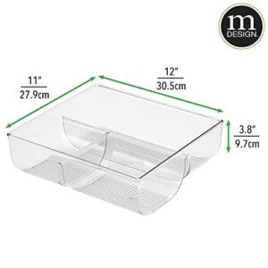 mDesign Plastic Food Storage Container Lid Holder, 3-Compartment Plastic Organizer Bin for Organization in Kitchen Cabinets, Cupboards, Pantry Shelves - Clear