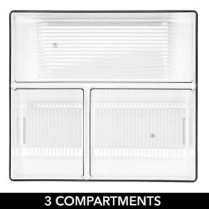 mDesign Plastic Food Storage Container Lid Holder, 3-Compartment Plastic Organizer Bin for Organization in Kitchen Cabinets, Cupboards, Pantry Shelves - Clear