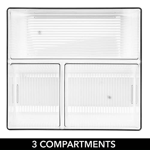 mDesign Plastic Food Storage Container Lid Holder, 3-Compartment Plastic Organizer Bin for Organization in Kitchen Cabinets, Cupboards, Pantry Shelves - Clear