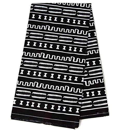 Ankara Fabric, 6 Yards/Black and White Print WP1442