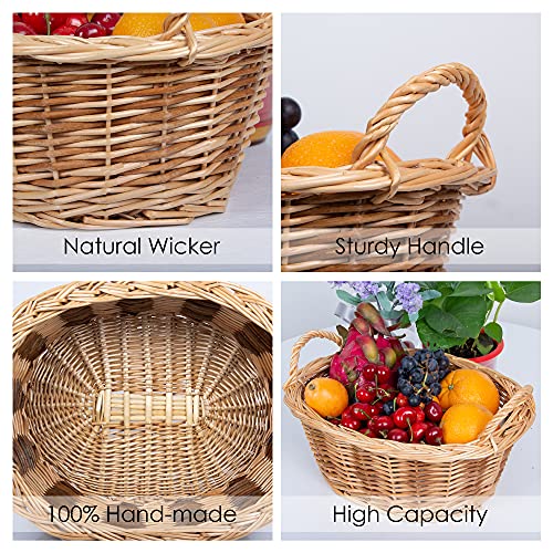 Rurality Baskets for Gifts Empty to Fill Chocolate Nuts for Women, Holiday,Mother's Day,Birthday,Wicker Present basket with Handle for Bread,Fruits