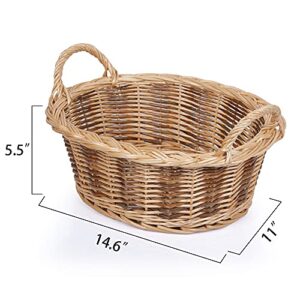 Rurality Baskets for Gifts Empty to Fill Chocolate Nuts for Women, Holiday,Mother's Day,Birthday,Wicker Present basket with Handle for Bread,Fruits