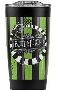 logovision beetlejuice beetle worm stainless steel tumbler 20 oz coffee travel mug/cup, vacuum insulated & double wall with leakproof sliding lid | great for hot drinks and cold beverages
